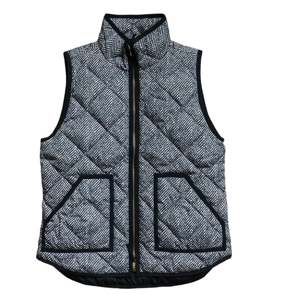 J. Crew Puffer Vest Black Tan Small - Picture 8 of 8